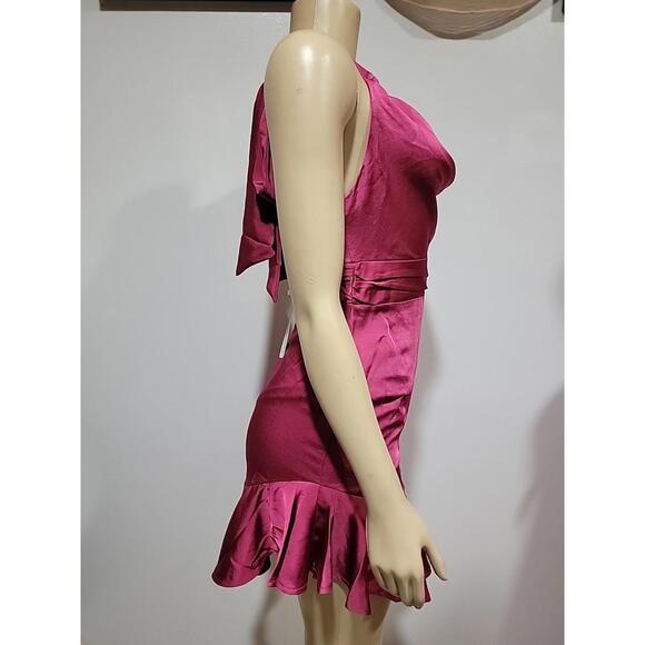 Here Comes The Sun AU 8/US S Halterneck Ruffle Hem Mini Dress Fuchsia NWT #X - Picture 8 of 13